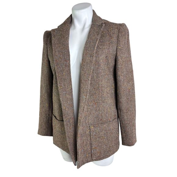 Vintage 70s Century Boston Tweed Wool Blazer Brown Open Front Heritage Academia - Picture 3 of 13